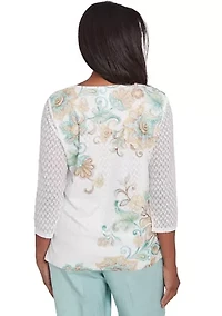 Petite Kensington Gardens Texture Scroll Top