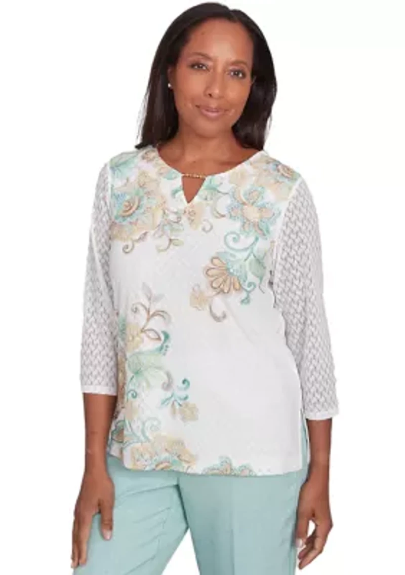 Petite Kensington Gardens Texture Scroll Top