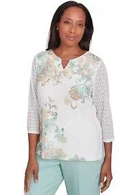 Petite Kensington Gardens Texture Scroll Top