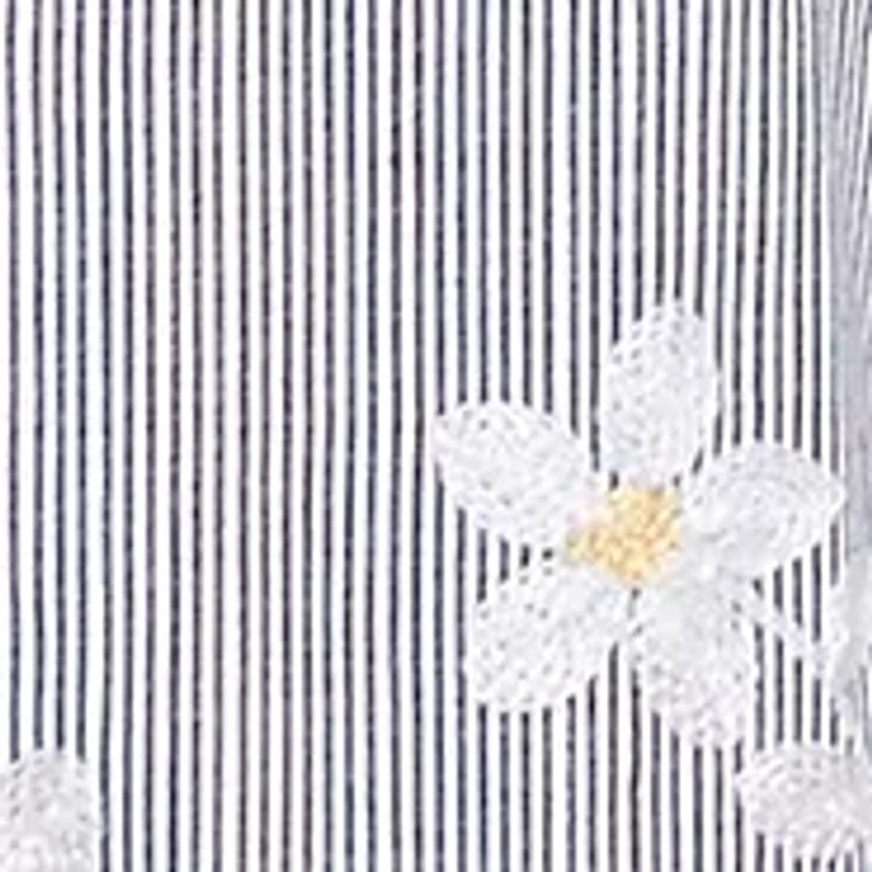 Plus Dress Code Flower Embroidered Lurex Stripe Top