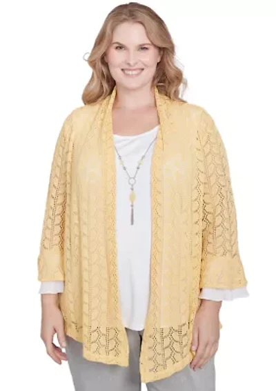 Plus Dress Code Pointelle Stitch Two One Top