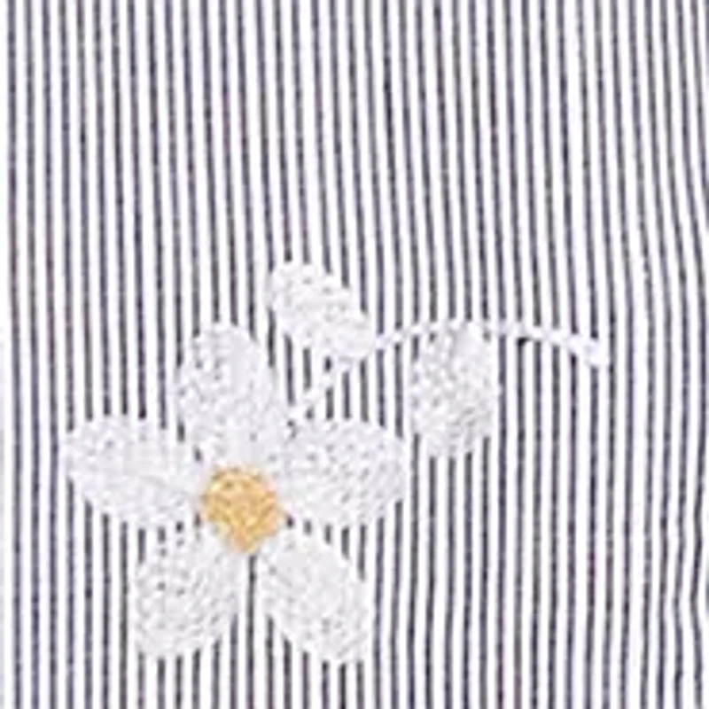 Petite Dress Code Flower Embroidered Lurex Stripe Top
