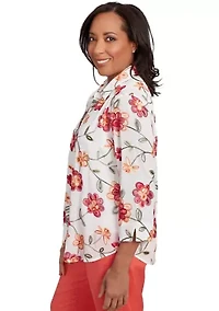 Women's Catalina Island Embroidered Flowers Two One Top