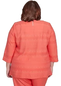 Plus Catalina Island Lace Trim Texture Shirt