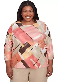 Plus Catalina Island Patchwork Top
