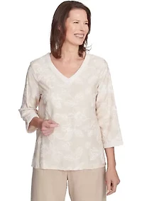 Petite Catalina Island Tossed Flower Embroidery Top