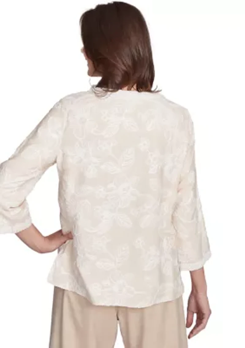 Petite Catalina Island Tossed Flower Embroidery Top