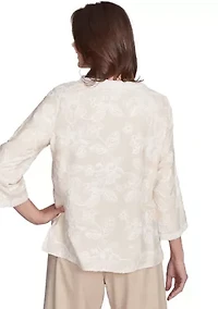 Petite Catalina Island Tossed Flower Embroidery Top