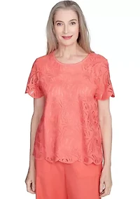Petite Catalina Island Lace Texture Top