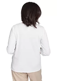 Petite Catalina Island Embroidered Flowers Top