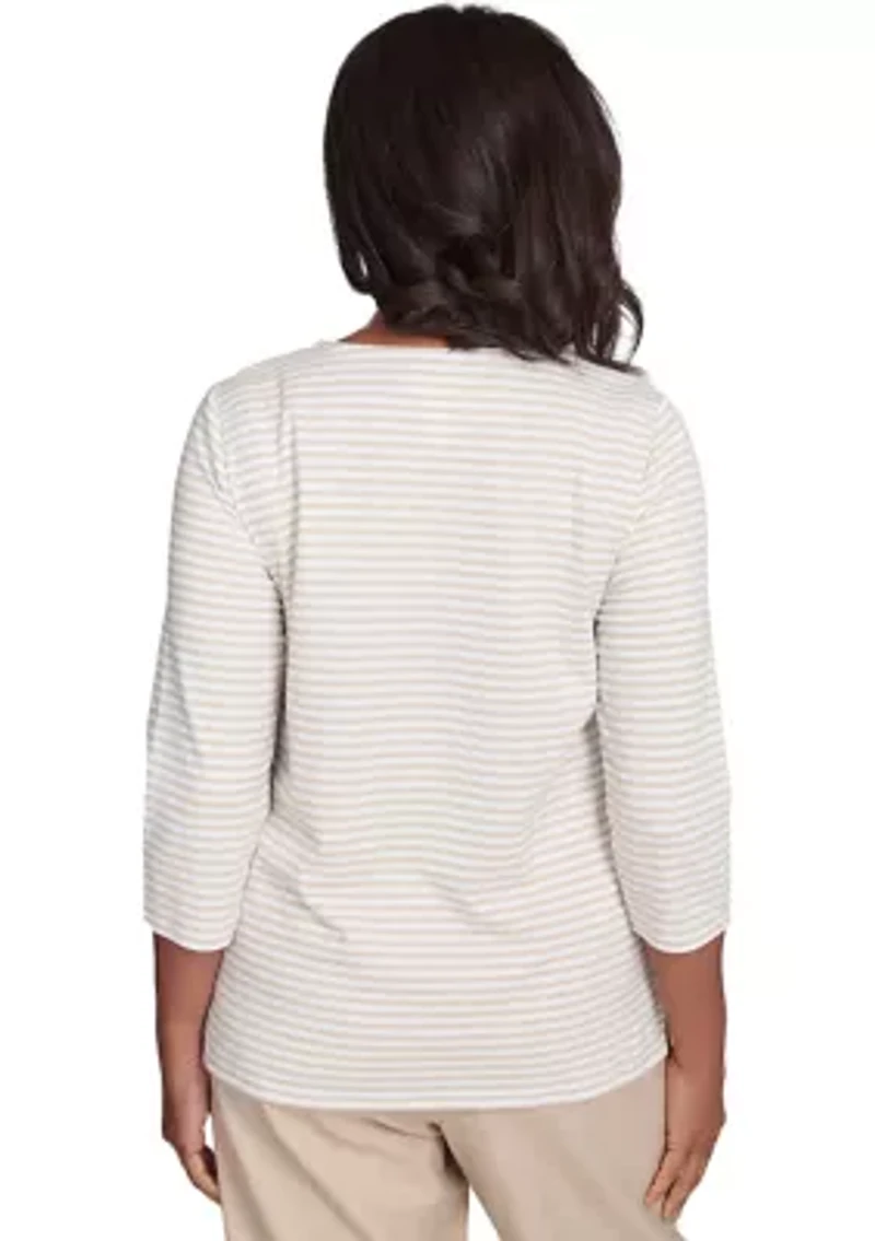 Petite Catalina Island Medallion Center Stripe Top