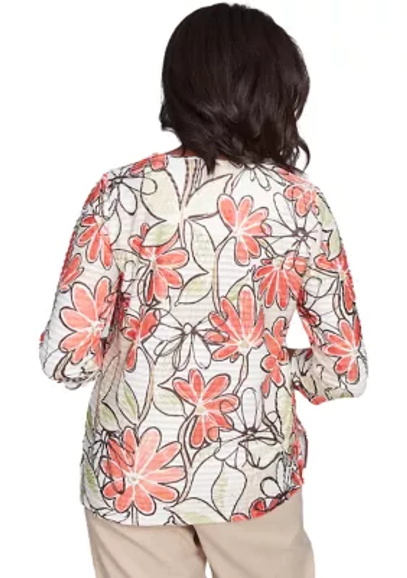 Petite Catalina Island Floral Texture Top