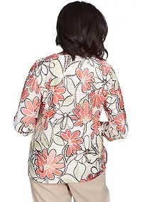 Petite Catalina Island Floral Texture Top
