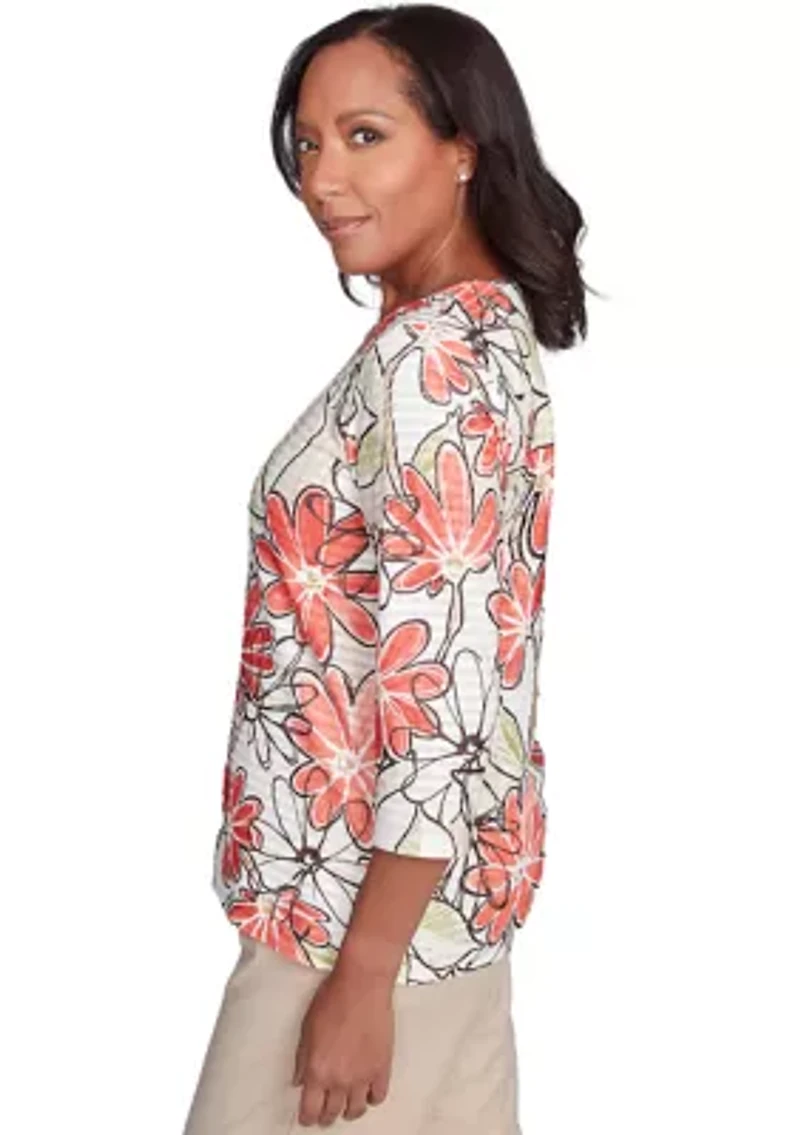Petite Catalina Island Floral Texture Top