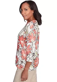 Petite Catalina Island Floral Texture Top