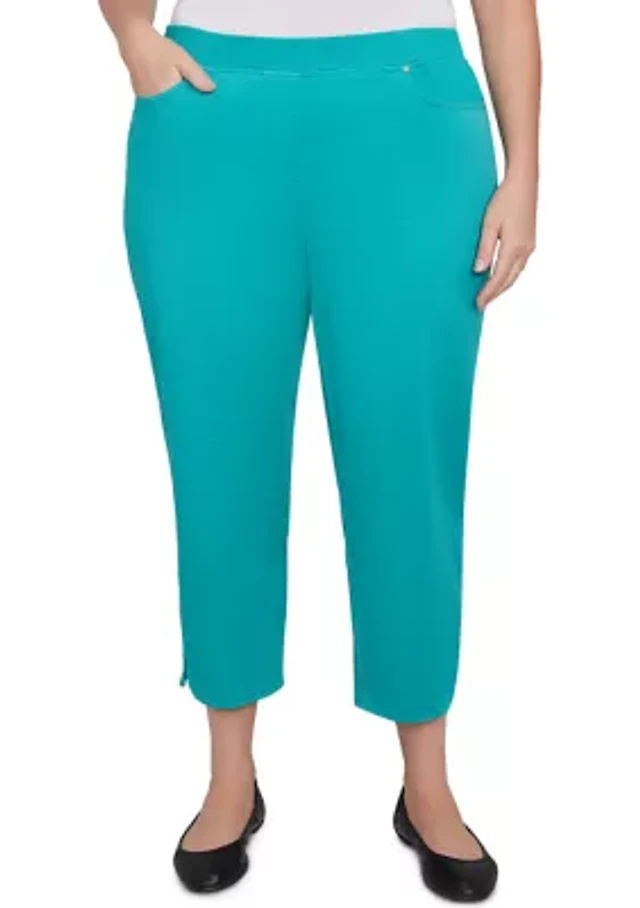 Alfred Dunner Plus Nantucket Capri Pants with Tulip Edge at