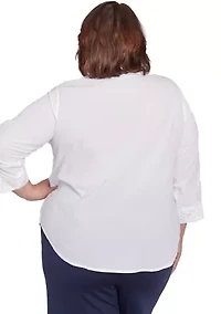 Plus Nantucket Lace Scroll Top