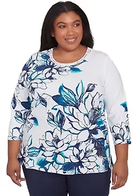 Plus Nantucket Fineline Floral Top