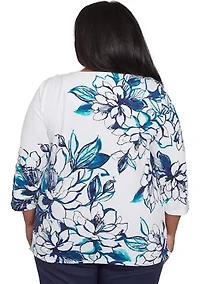 Plus Nantucket Fineline Floral Top