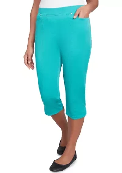 Petite Classics Denim Fringe Capri Pants