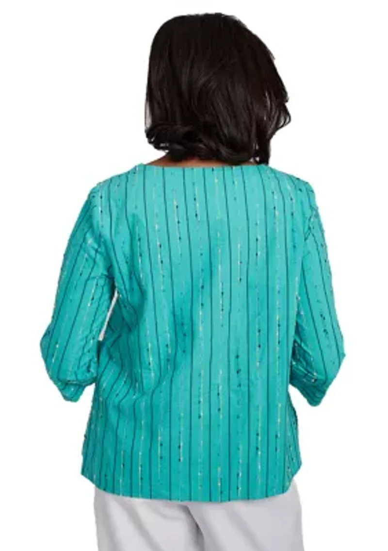 Petite Nantucket Spliced Texture Jacquard Top