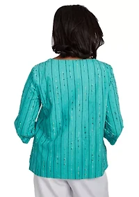Petite Nantucket Spliced Texture Jacquard Top