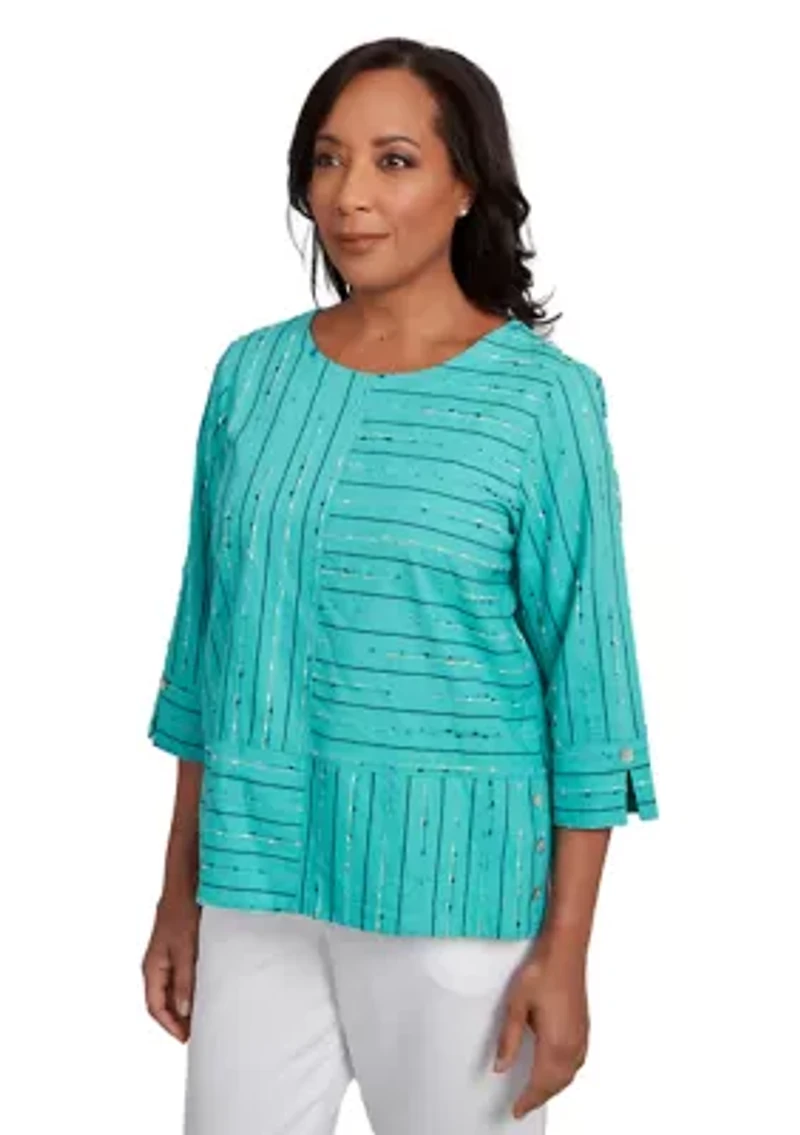 Petite Nantucket Spliced Texture Jacquard Top