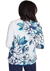Petite Nantucket Fineline Floral Knit Top