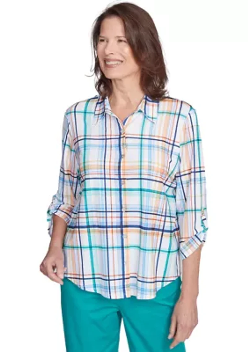 Petite Nantucket Plaid Knit Shirt