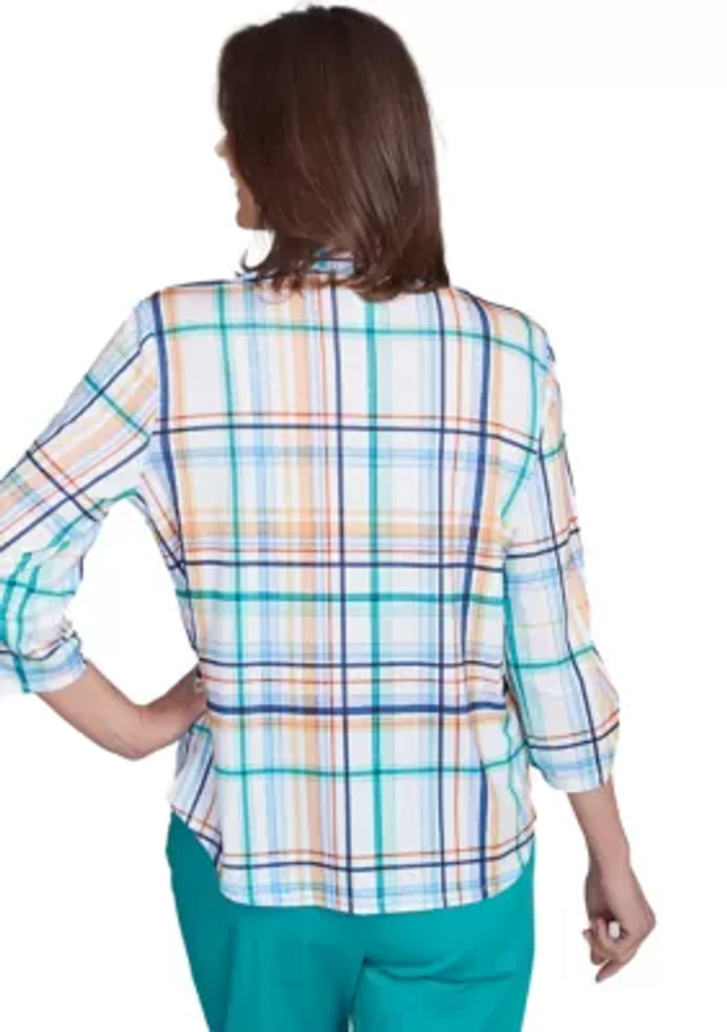 Petite Nantucket Plaid Knit Shirt