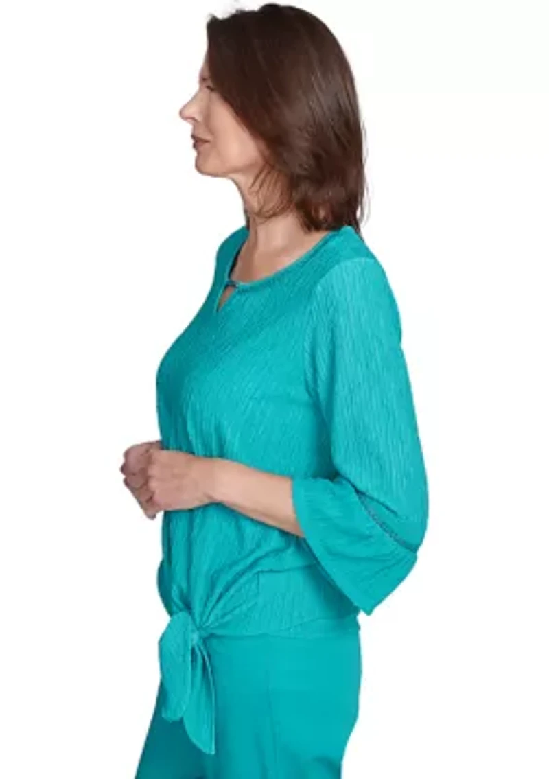 Petite Nantucket Texture Flutter Cuff Top