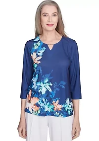 Petite Nantucket Asymmetric Flowers Top