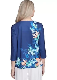 Petite Nantucket Asymmetric Flowers Top