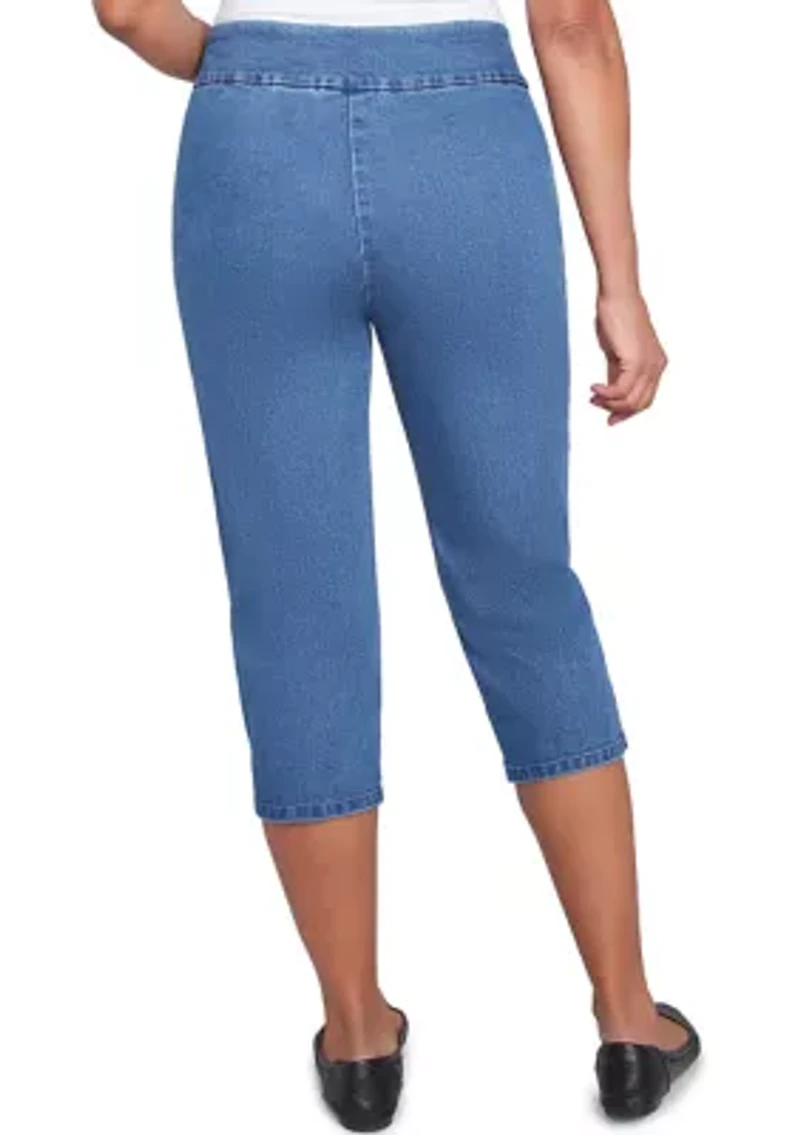 Women's Flower Power Capri Pants with Pearl Detail