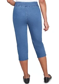 Petite Flower Power Capri Pants with Pearl Detail