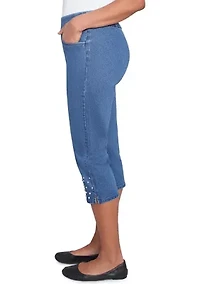 Petite Flower Power Capri Pants with Pearl Detail