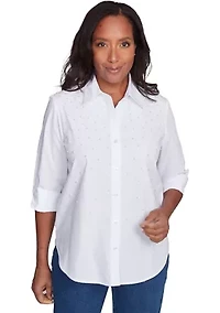 Petite Flower Power Pearl Studded Shirt
