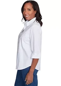 Petite Flower Power Pearl Studded Shirt