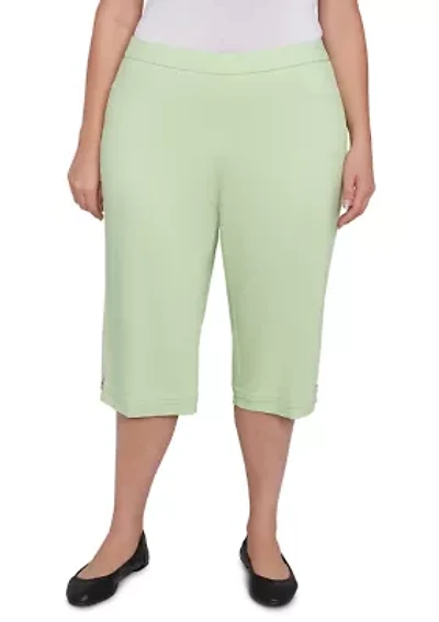 Plus Parrot Cay Novelty Cuff Capri Pants with Tummy Control