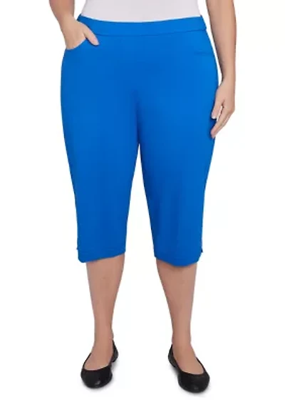 Plus Parrot Cay Novelty Cuff Capri Pants with Tummy Control