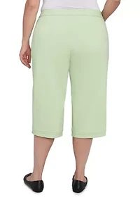 Plus Parrot Cay Novelty Cuff Capri Pants with Tummy Control
