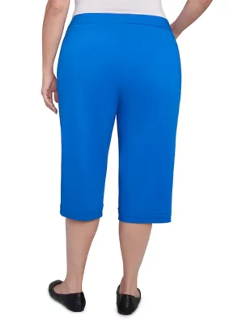 Plus Parrot Cay Novelty Cuff Capri Pants with Tummy Control