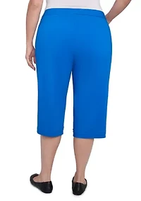Plus Parrot Cay Novelty Cuff Capri Pants with Tummy Control