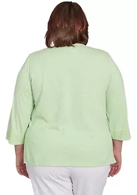 Plus Parrot Cay Solid Top with Lace Trim