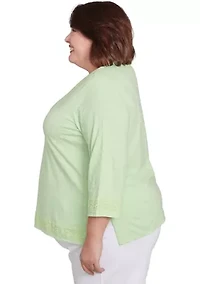 Plus Parrot Cay Solid Top with Lace Trim