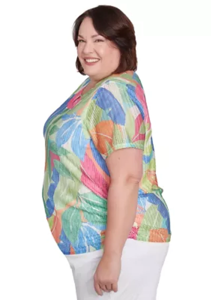Plus Parrot Cay Tropical Texture Top