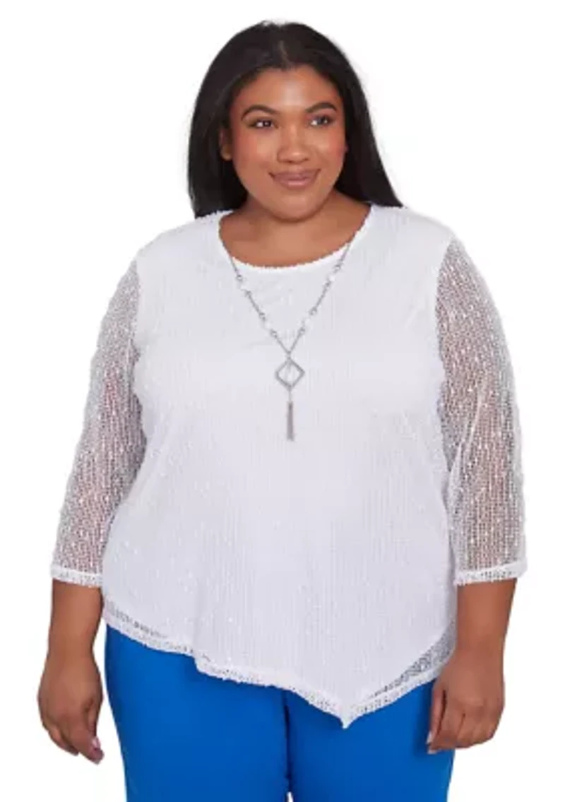Plus Parrot Cay Popcorn Mesh Top