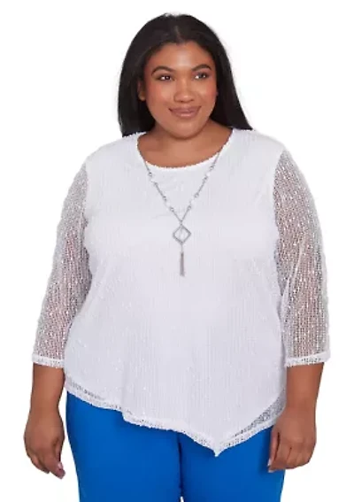 Plus Parrot Cay Popcorn Mesh Top