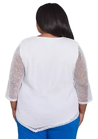 Plus Parrot Cay Popcorn Mesh Top