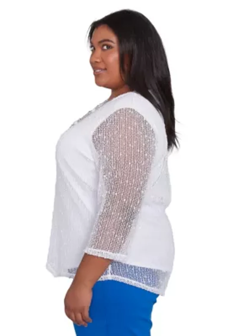 Plus Parrot Cay Popcorn Mesh Top